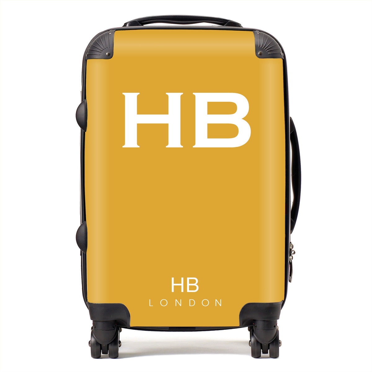 Mustard with White Font Initial Personalised Suitcase
