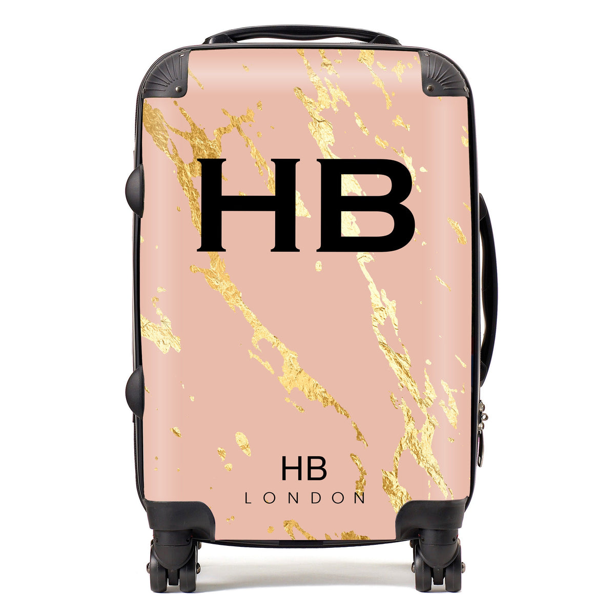 Nude Pink and Gold Marble Initial Personalised Suitcase-1