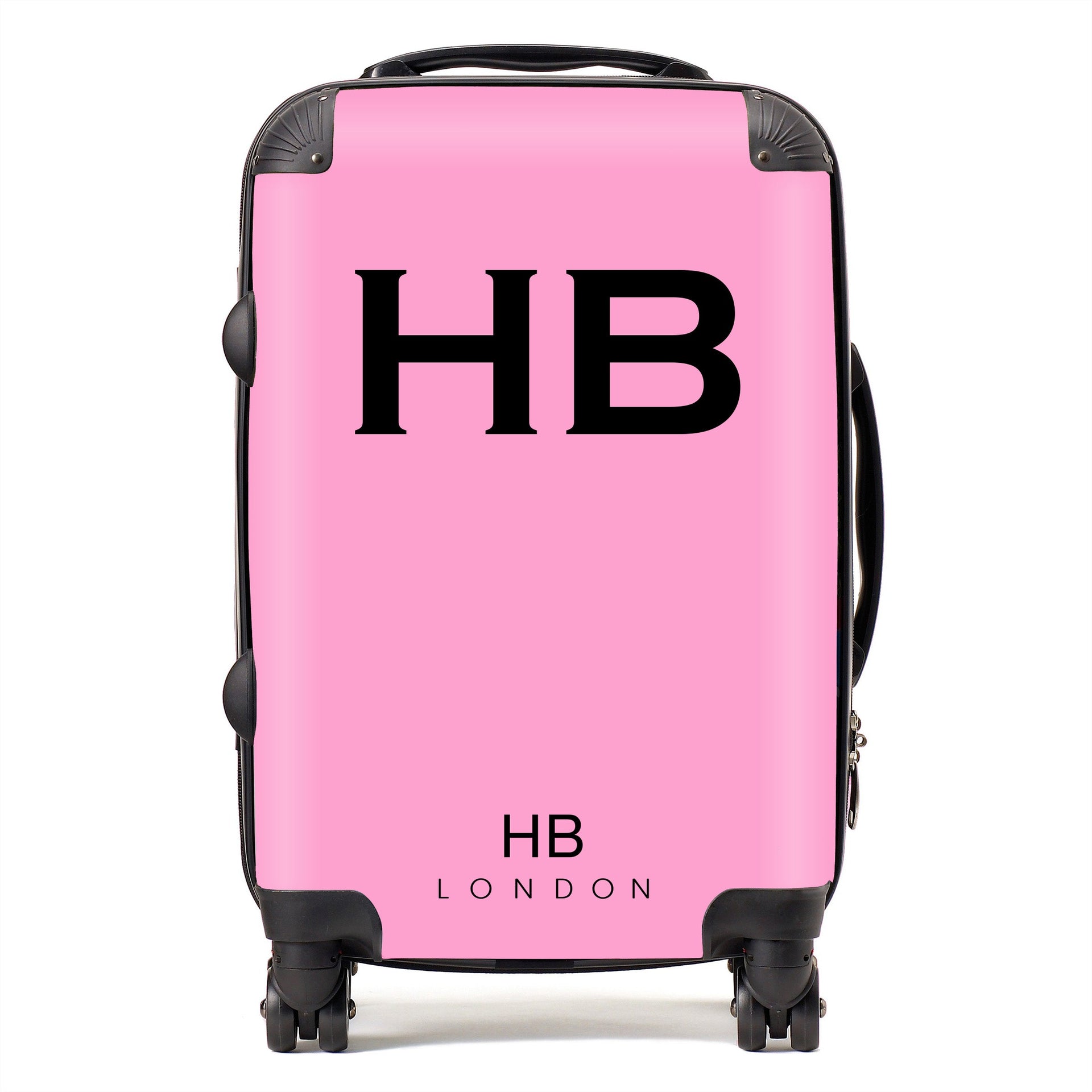 Pink with Black Font Initial Personalised Suitcase