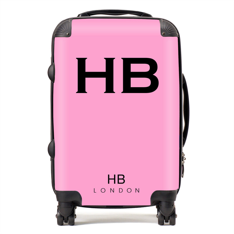 Pink with Black Font Initial Personalised Suitcase-1