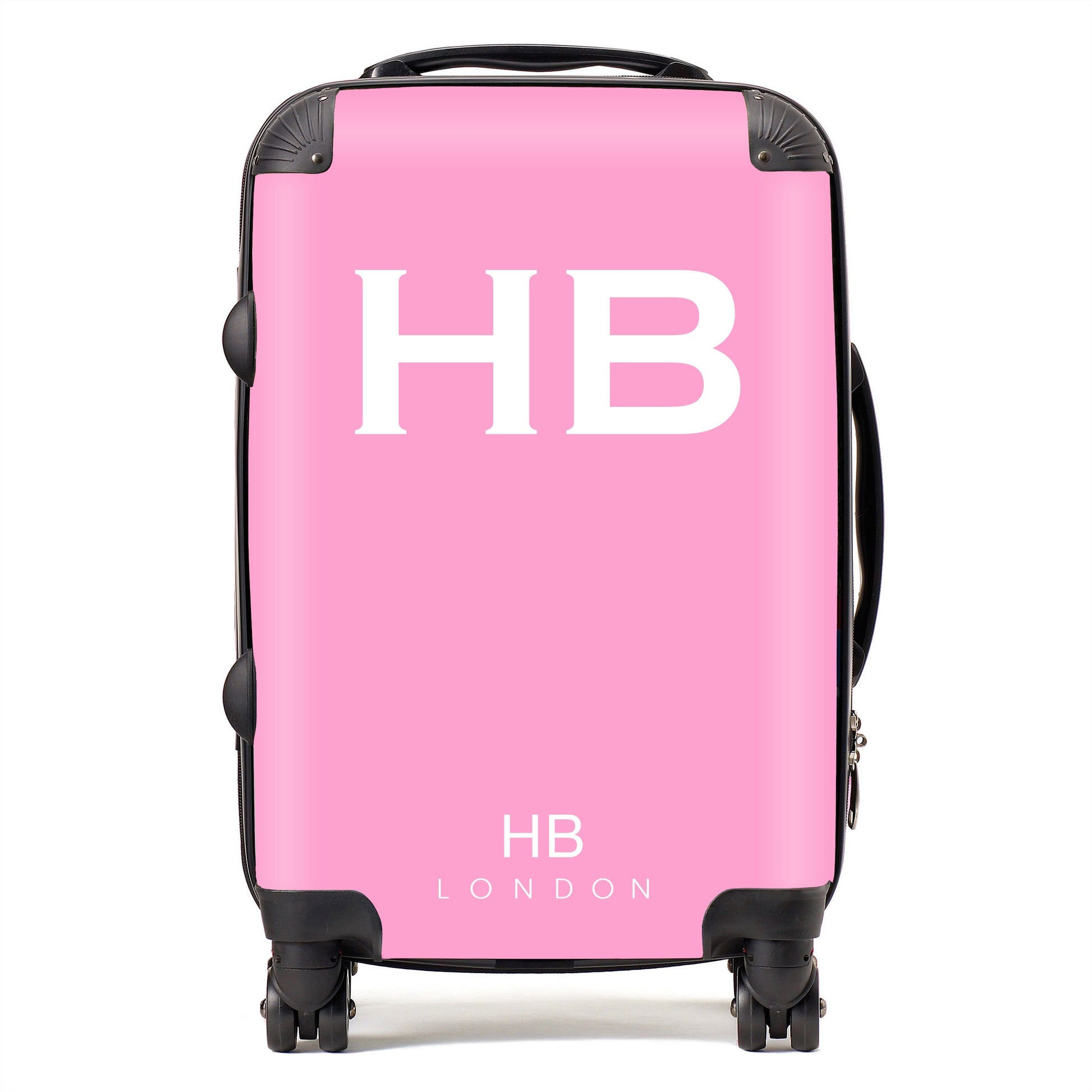 Pink with White Font Initial Personalised Suitcase-1