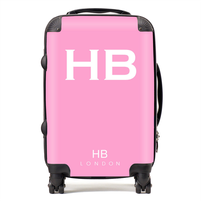 Pink with White Font Initial Personalised Suitcase-1