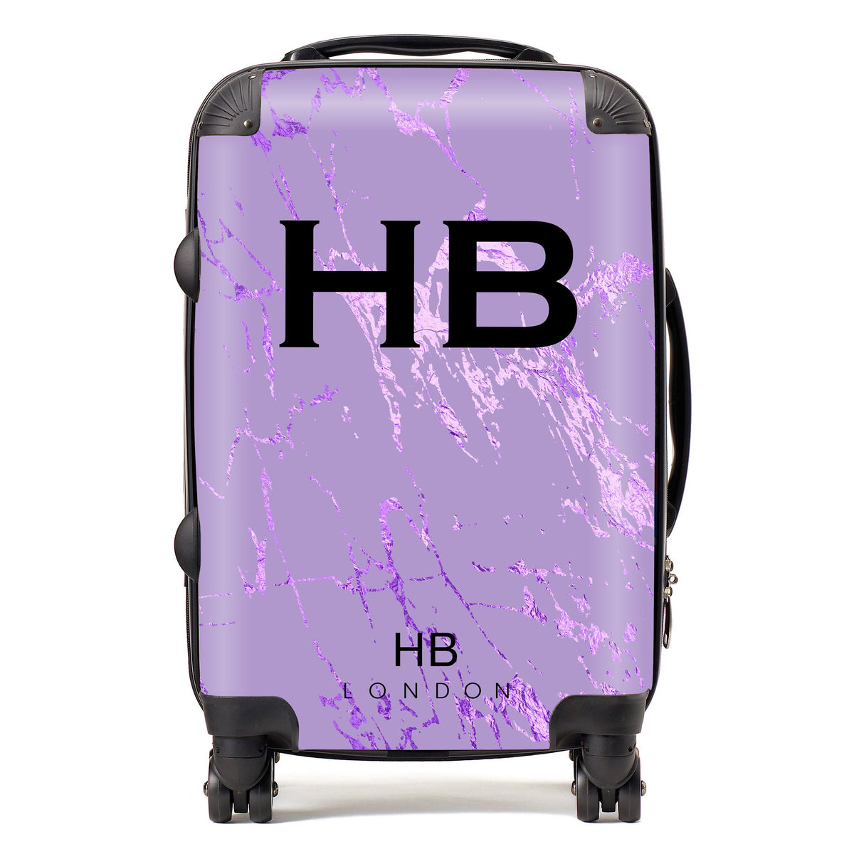 Purple Foil Marble Initial Personalised Suitcase