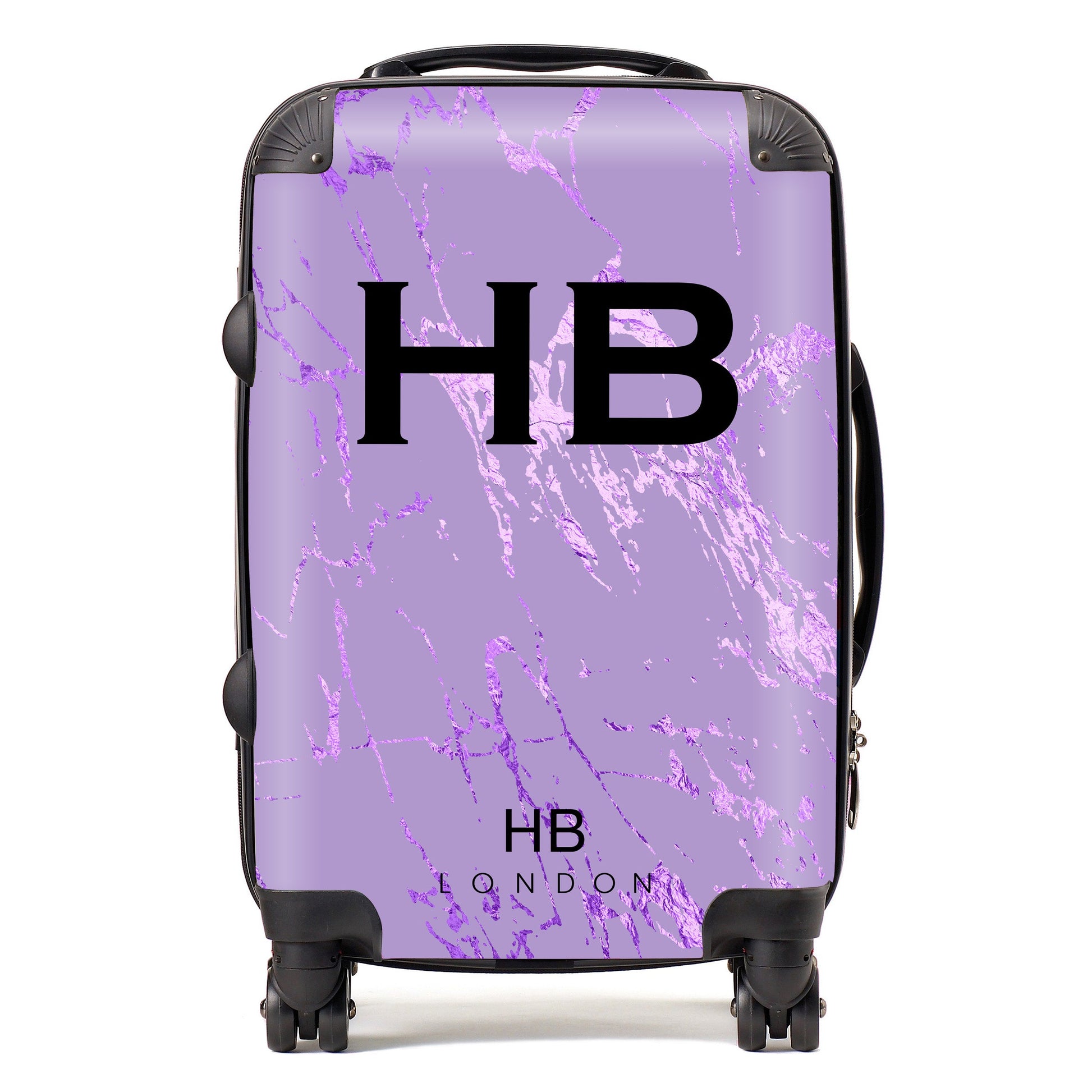 Purple Foil Marble Initial Personalised Suitcase-1