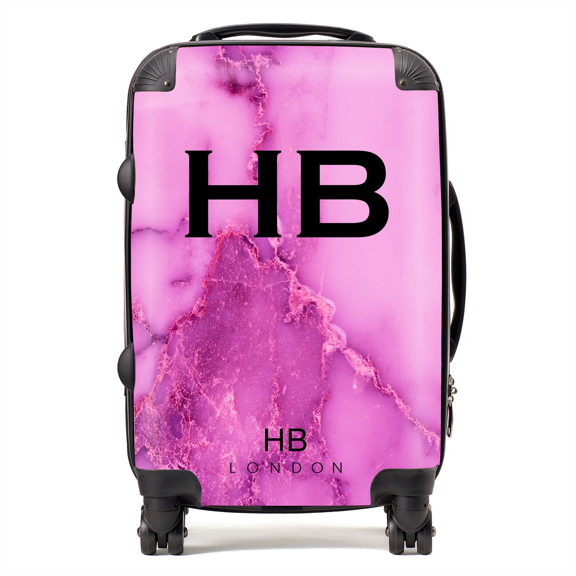 Purple Natural Marble with Black Font Initial Personalised Suitcase