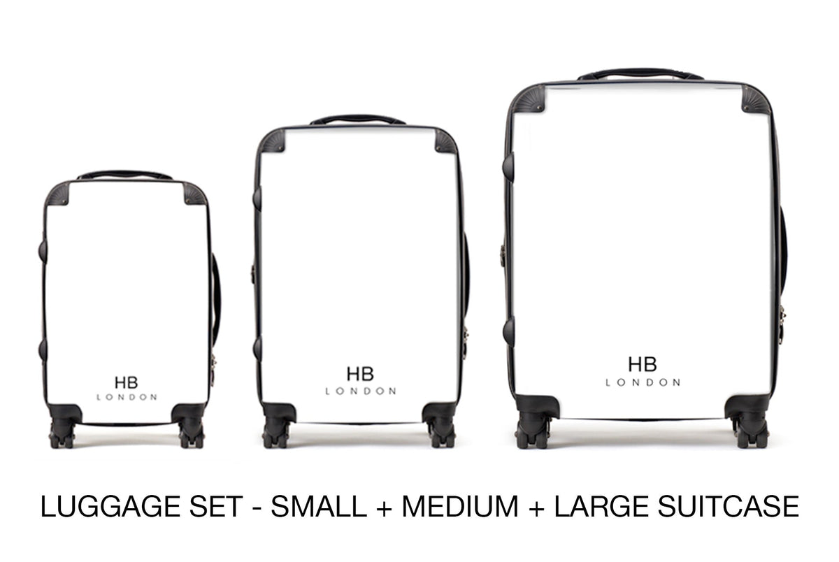 Cosmic Ink Marble with Black Font Initial Personalised Suitcase-9