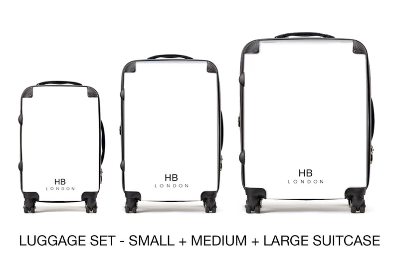 Grey, Pink and Rose Gold Ink Marble with Black Font Initial Personalised Suitcase-10