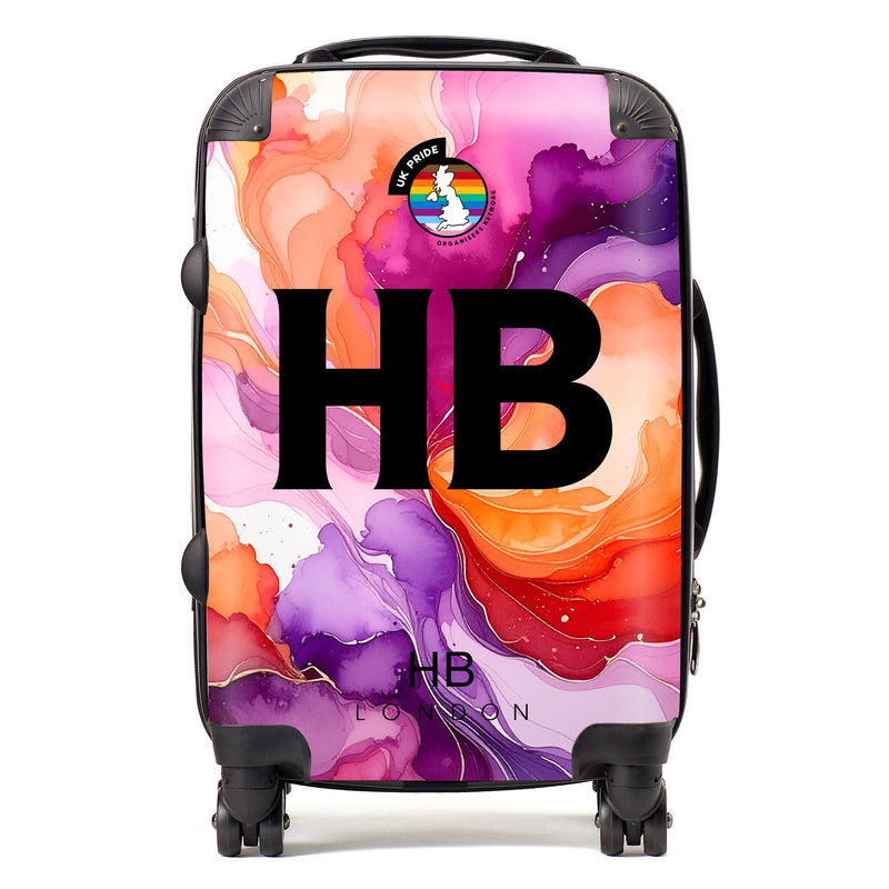 UKPON Lesbian Pride Marble Initial Personalised Suitcase-1