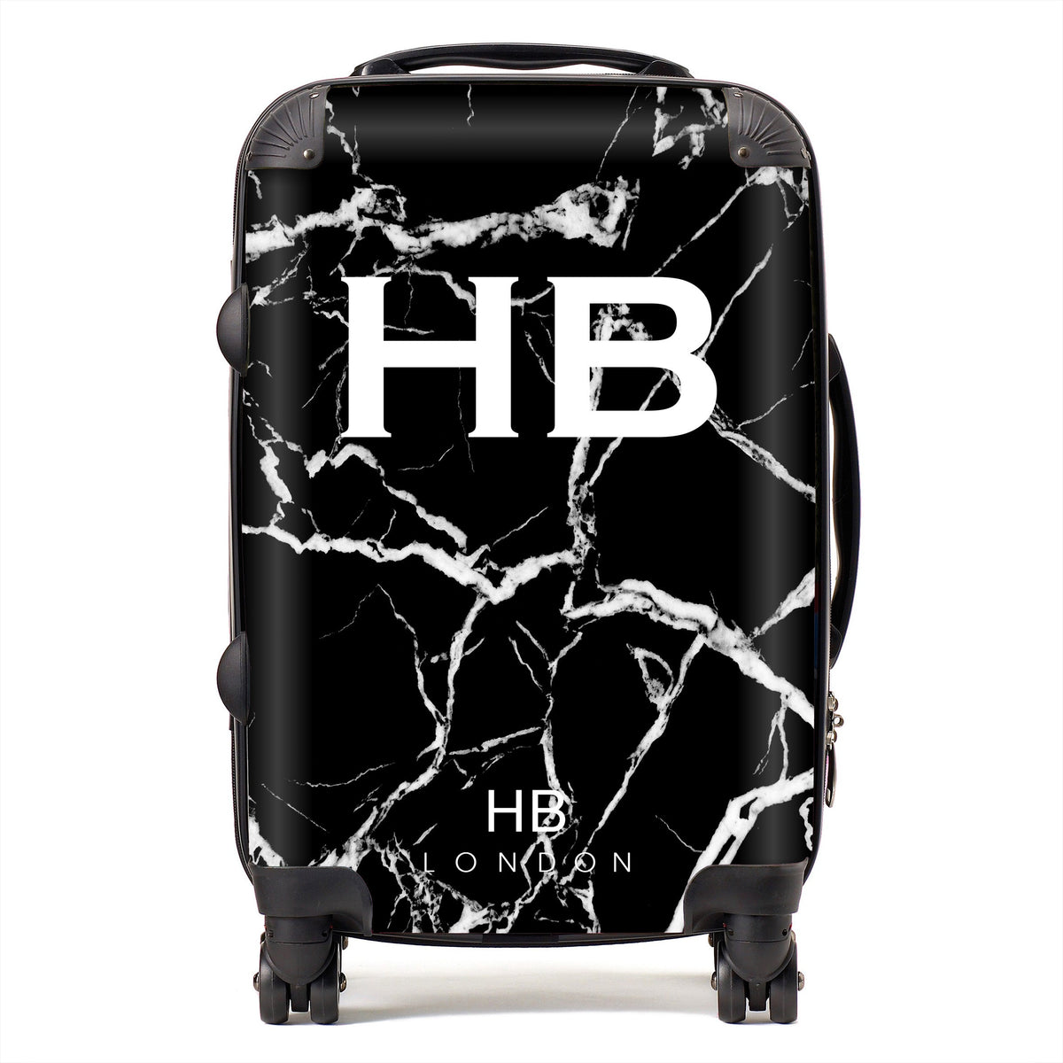 Black and White Marble Initial Personalised Suitcase-1