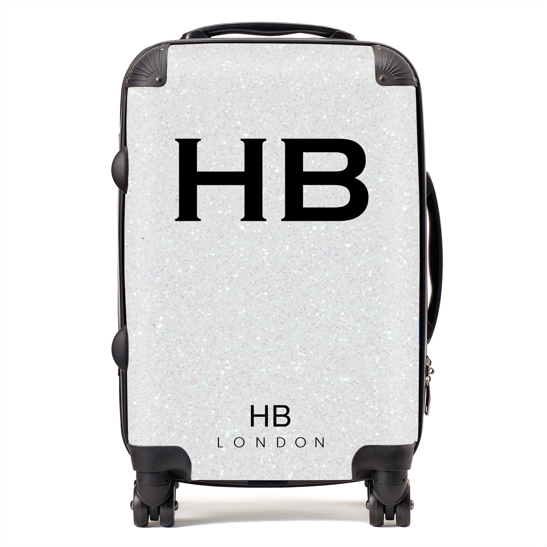 White Glitter Effect Initial Personalised Suitcase