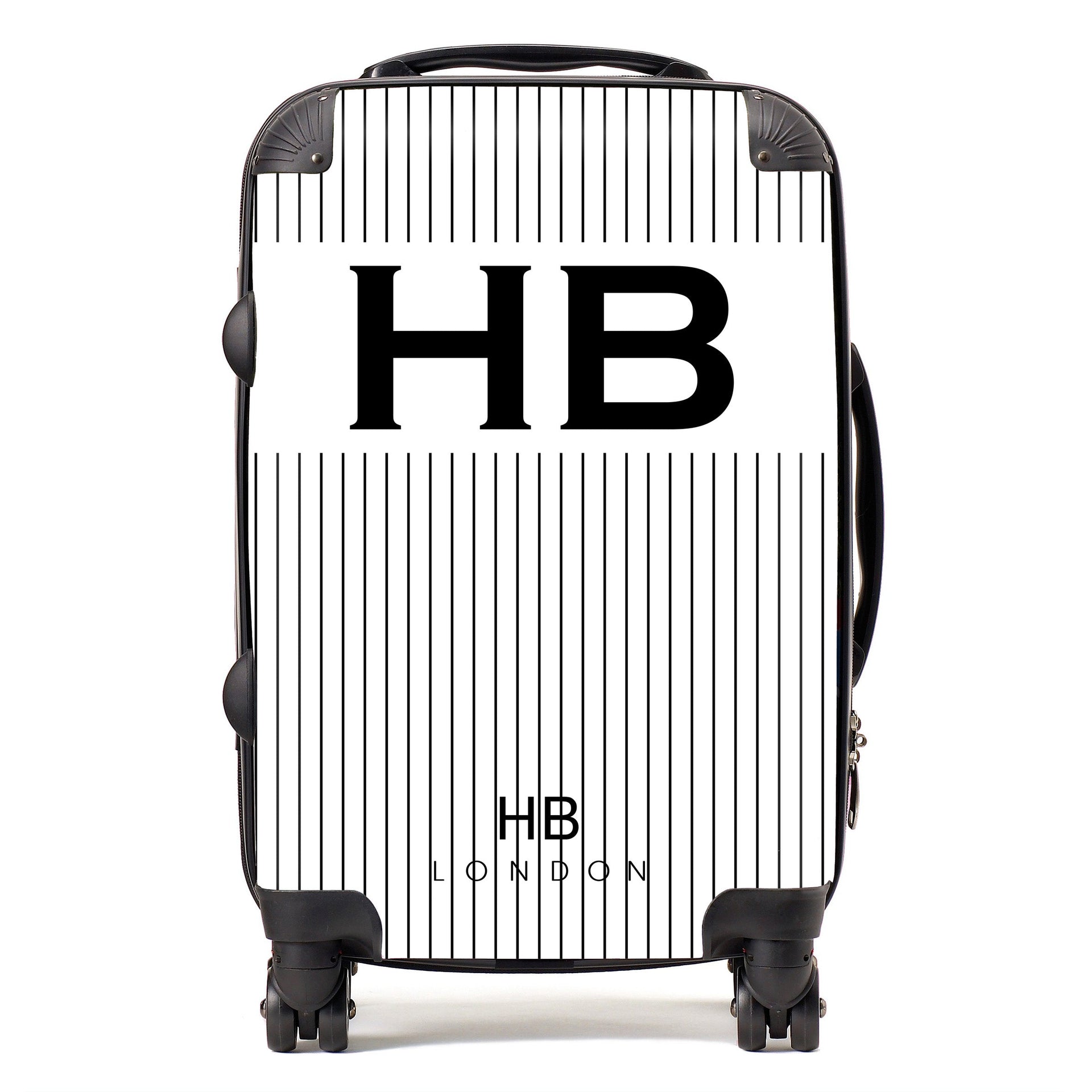 White Pinstripe Initial Personalised Suitcase