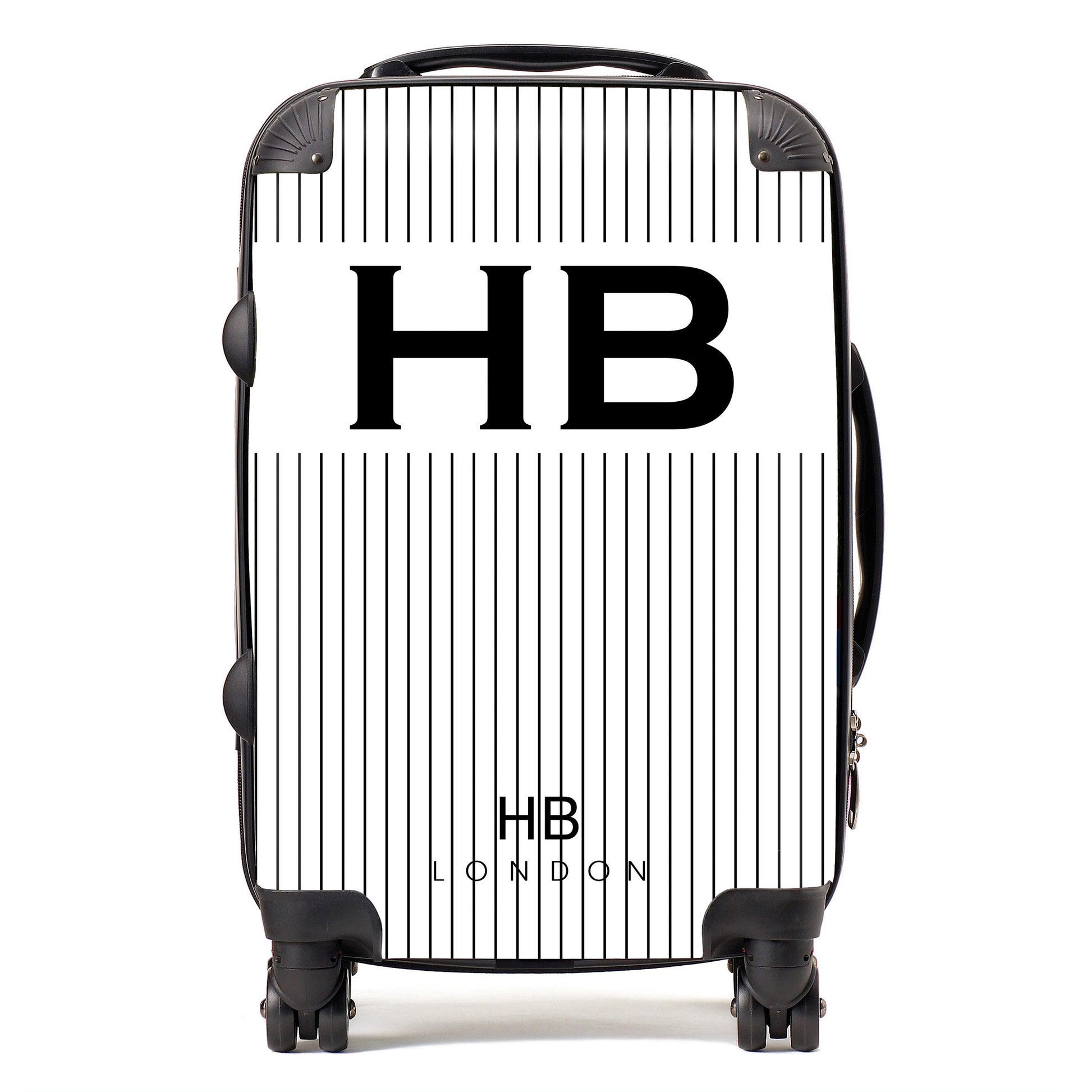 White Pinstripe Initial Personalised Suitcase-1
