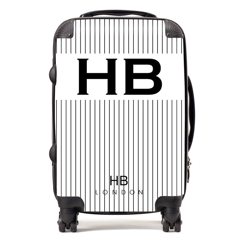 White Pinstripe Initial Personalised Suitcase-1