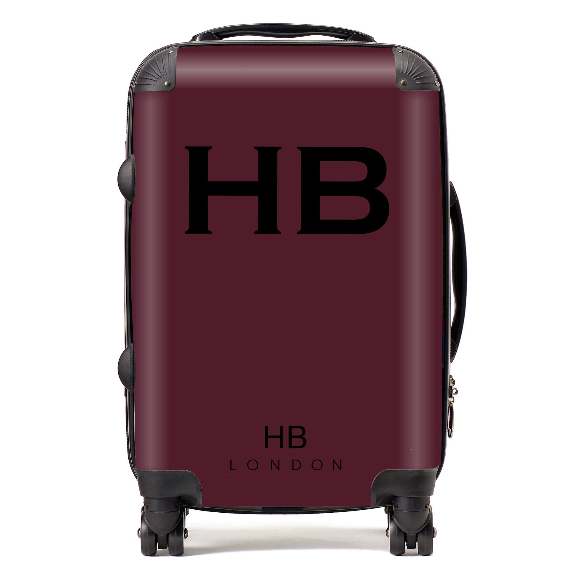 Burgundy with Black Font Initial Personalised Suitcase-1