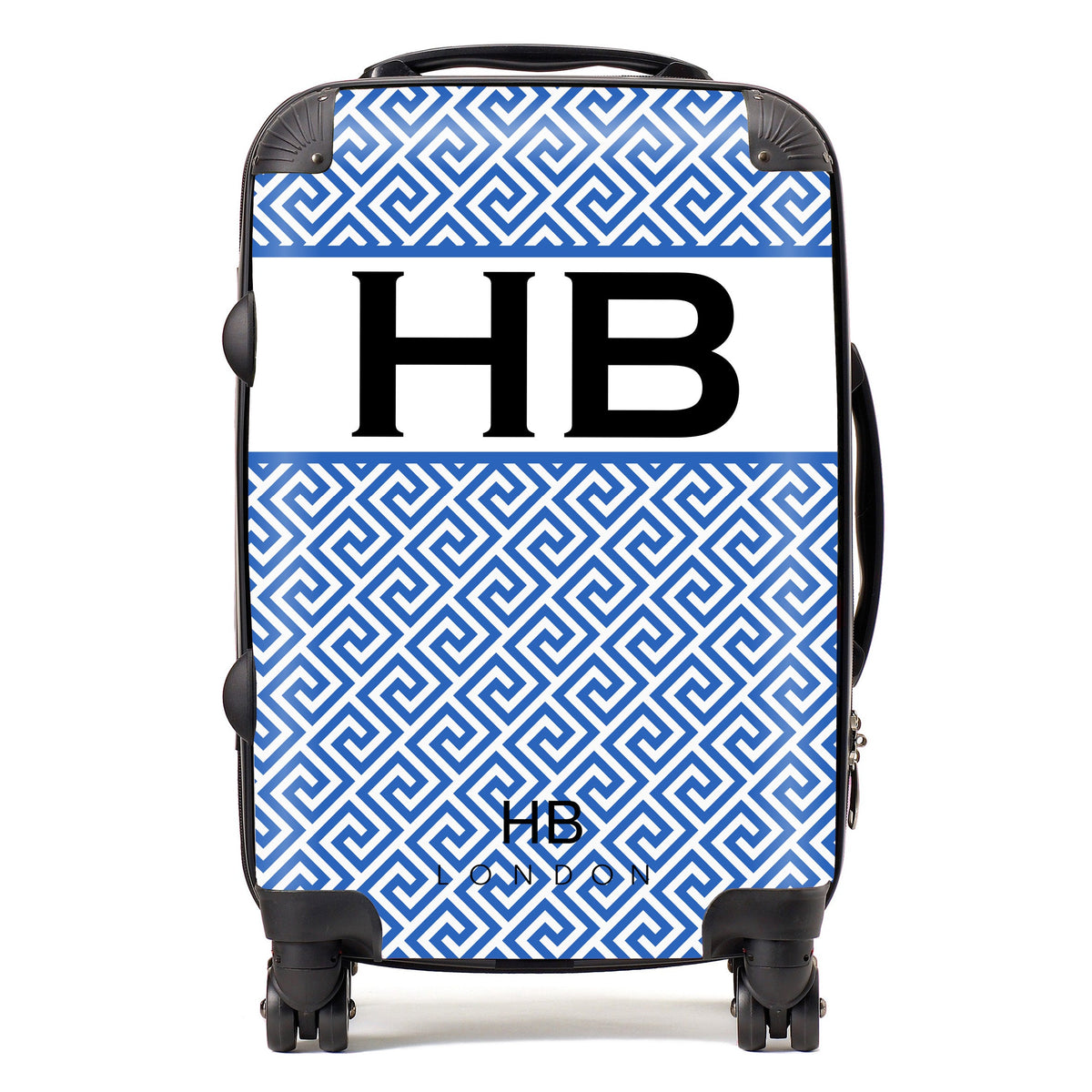 Aegean Maze with Black Font Initial Personalised Suitcase