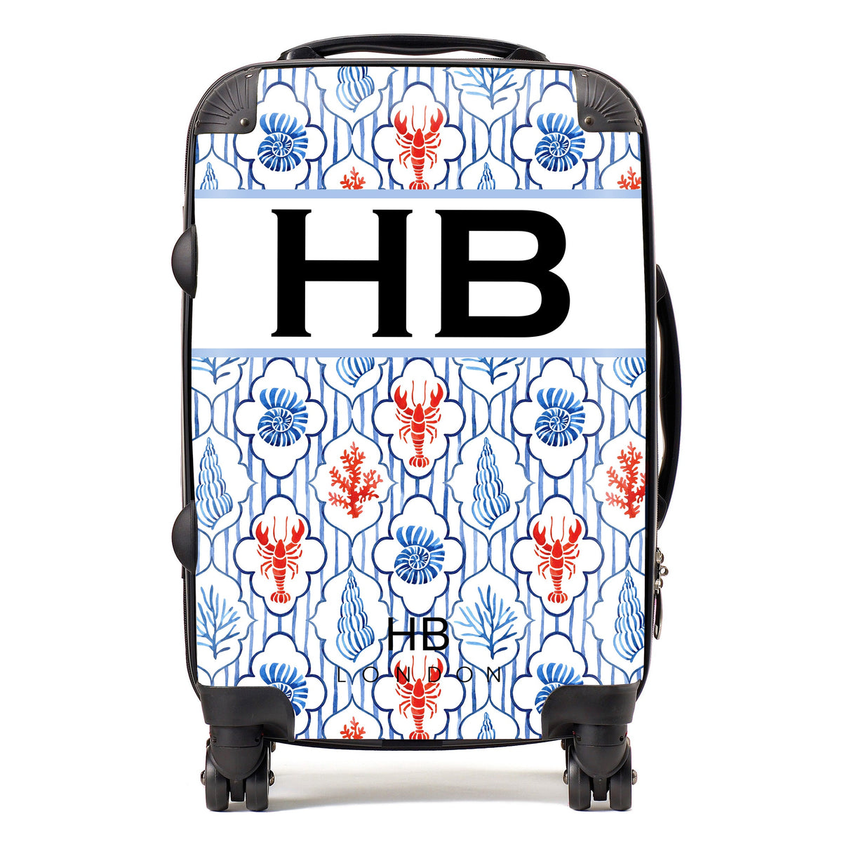 Adriatic Catch with Black Font Initial Personalised Suitcase