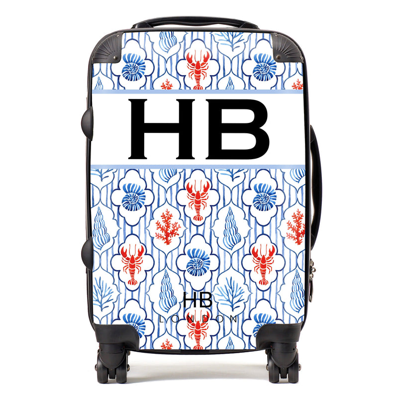 Adriatic Catch with Black Font Initial Personalised Suitcase-1