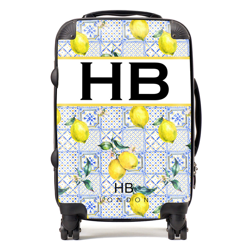 Sorrento Sun with Black Font Initial Personalised Suitcase-1