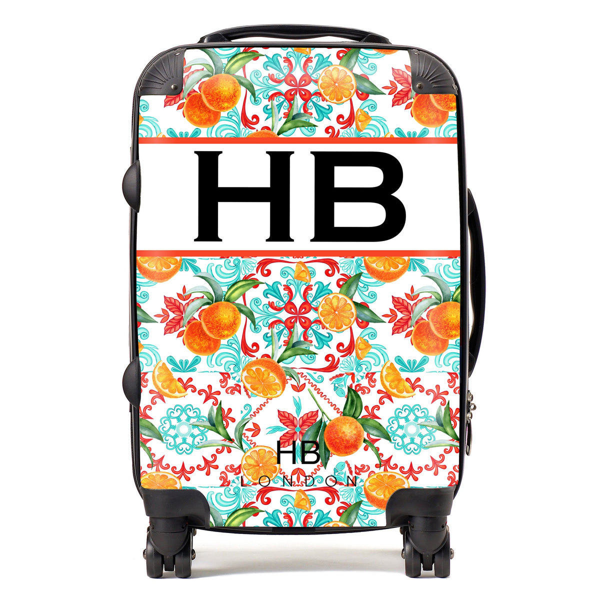 Sicilian Orchard with Black Font Initial Personalised Suitcase-1