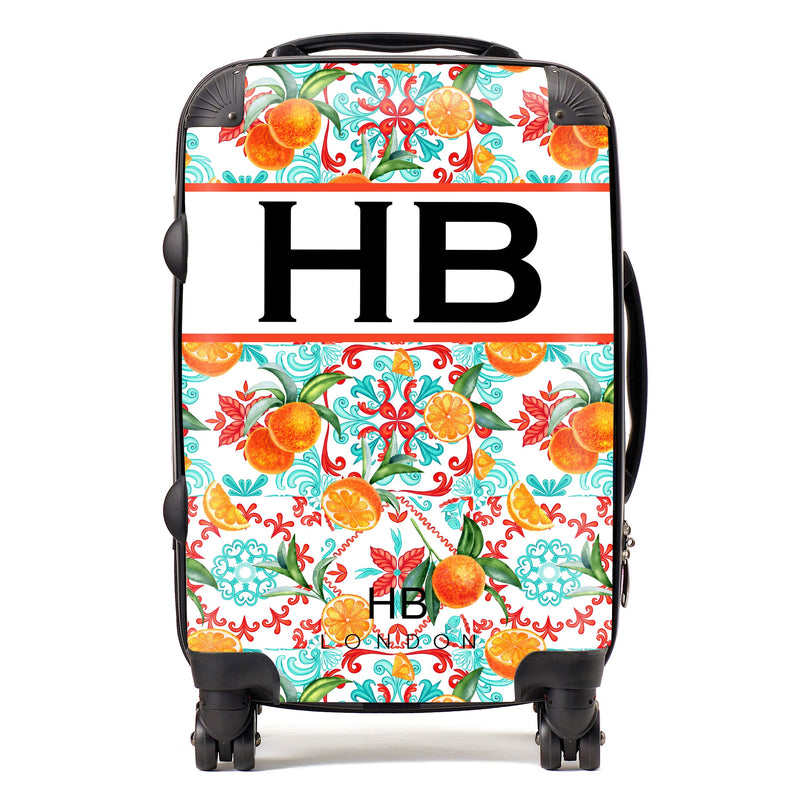 Sicilian Orchard with Black Font Initial Personalised Suitcase-1