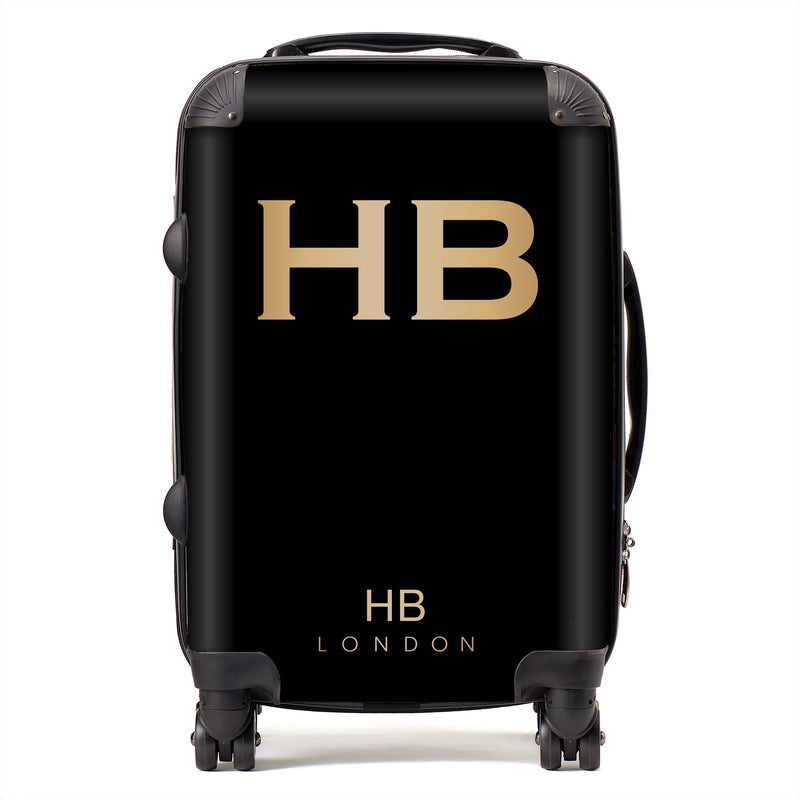 Black with Gold Font Initial Personalised Suitcase-1
