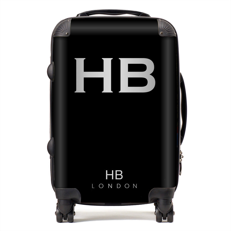 Black with Silver Font Initial Personalised Suitcase-1