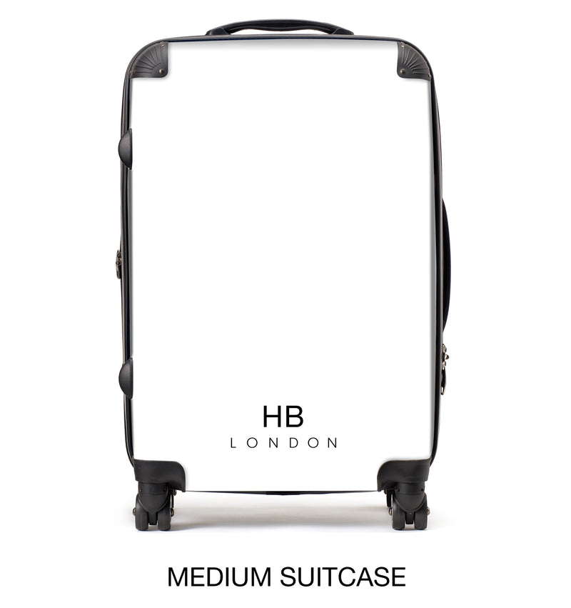 Grey, Pink and Rose Gold Ink Marble with Black Font Initial Personalised Suitcase-8