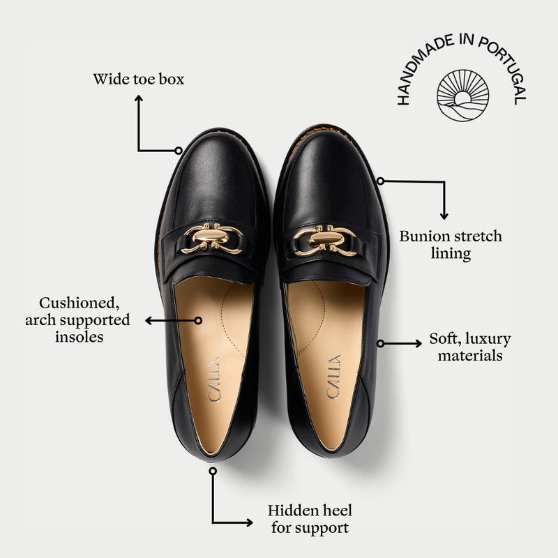 Meredith - Black Leather Loafers-8