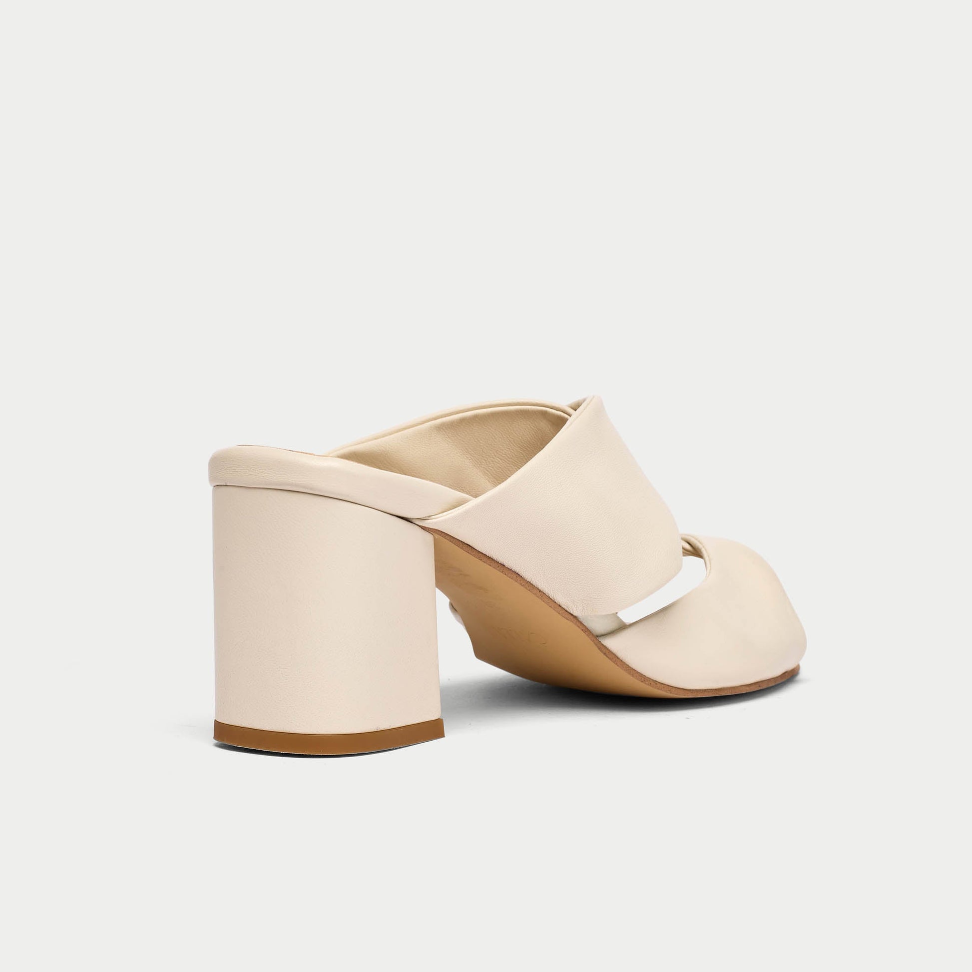 Mia - Off White Leather Mules-7