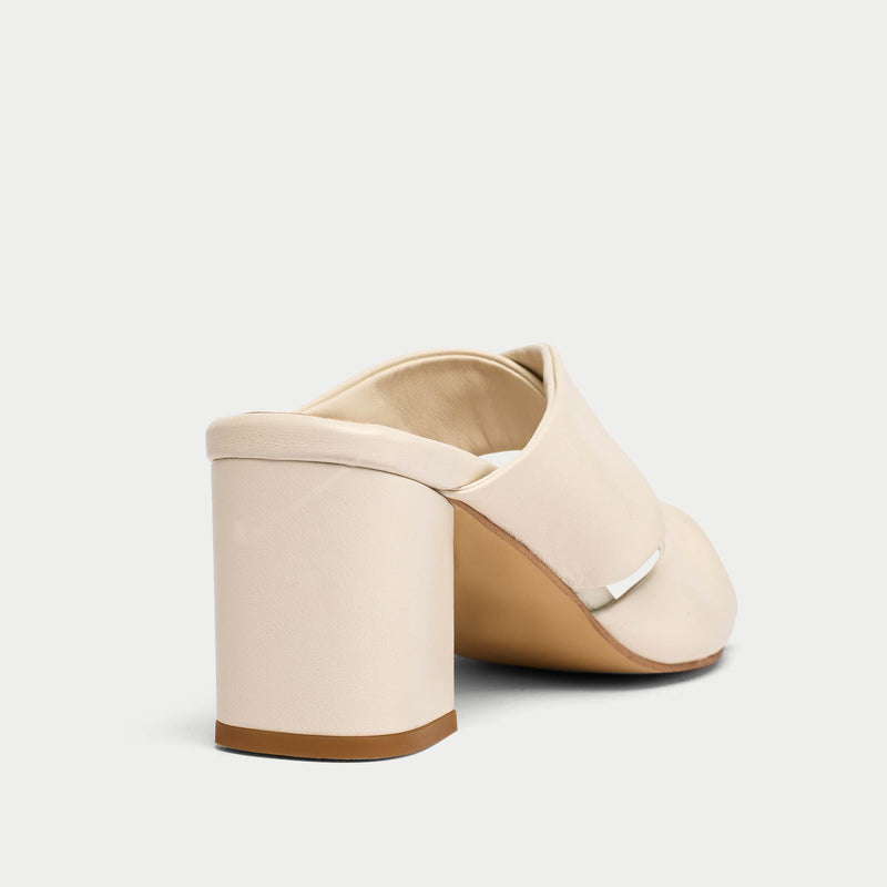 Mia - Off White Leather Mules-4