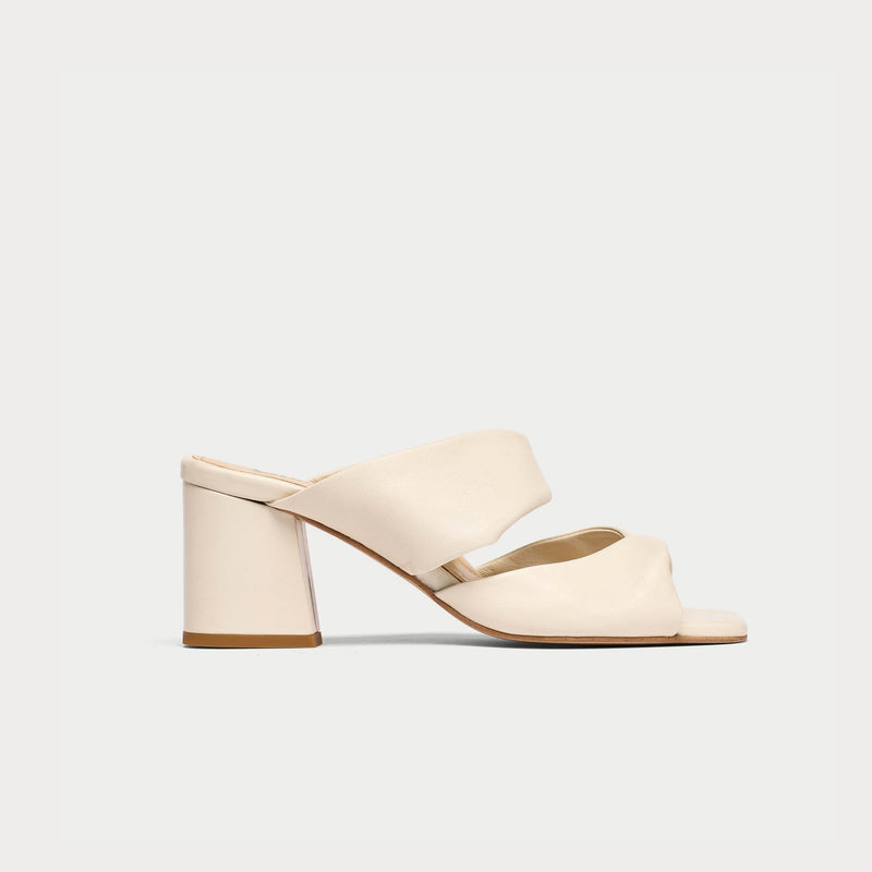 Mia - Off White Leather Mules-2
