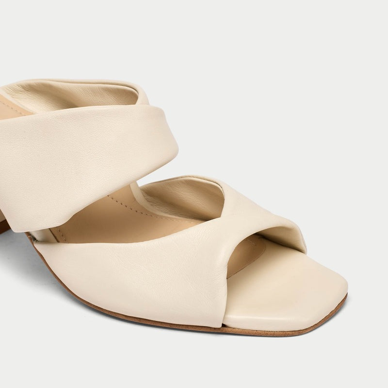 Mia - Off White Leather Mules-6