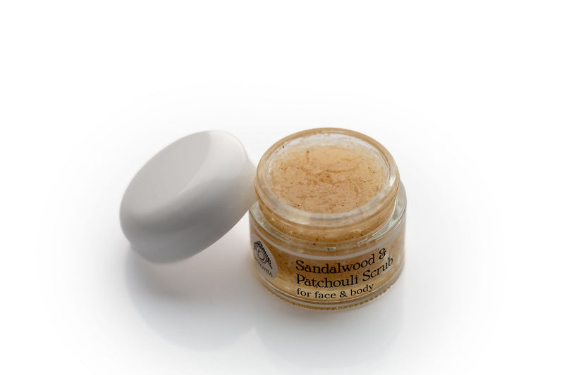 Sandalwood & Patchouli Face & Body Scrub – Travel Skin Exfoliator-2