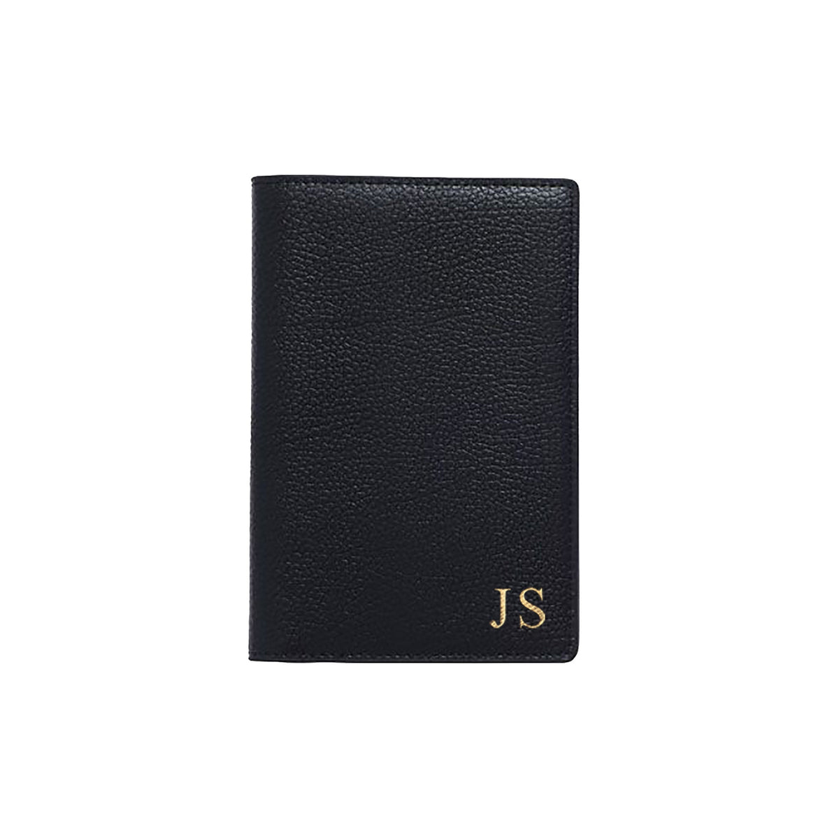 Black Pebble Leather Passport Holder Personalised