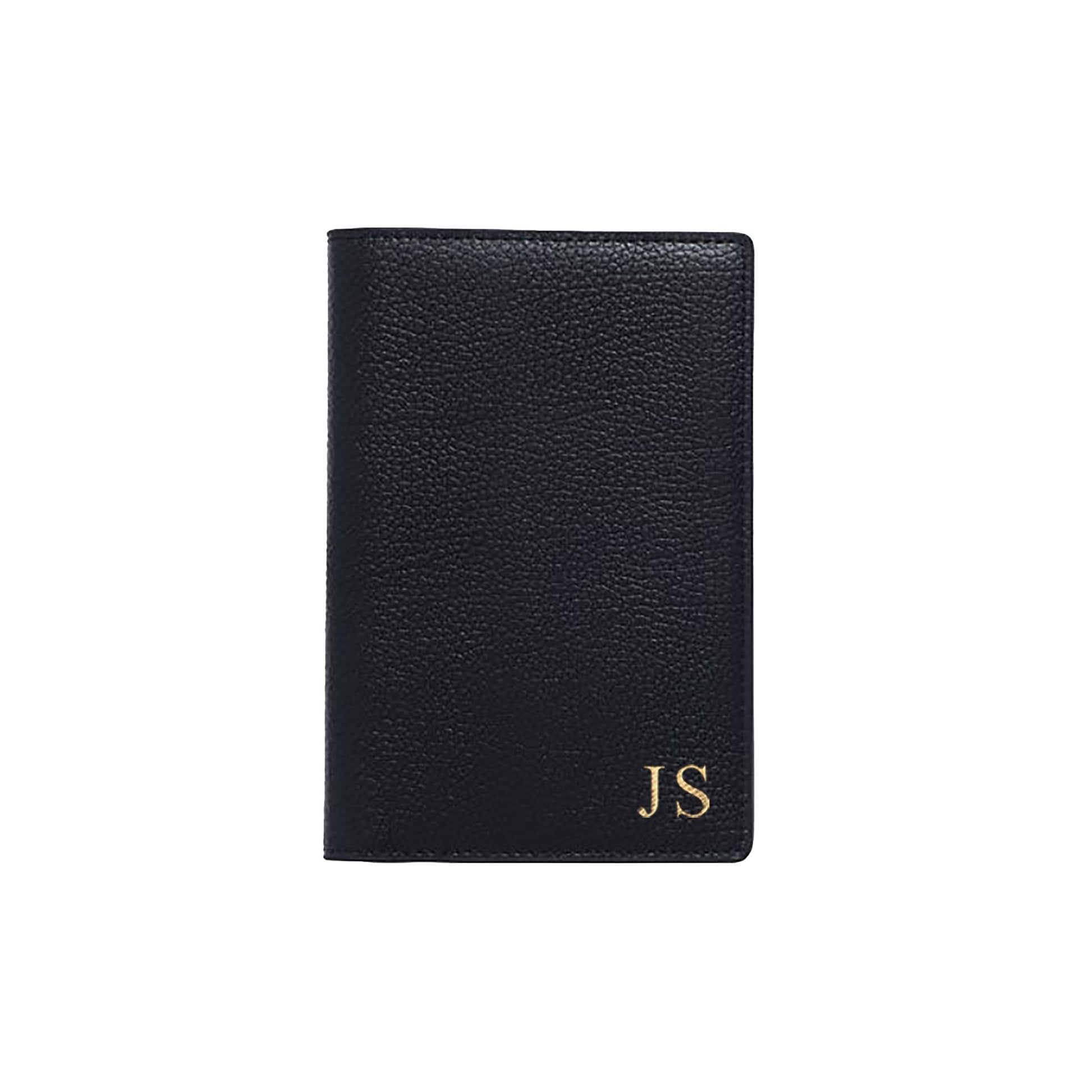 Black Pebble Leather Passport Holder Personalised-1