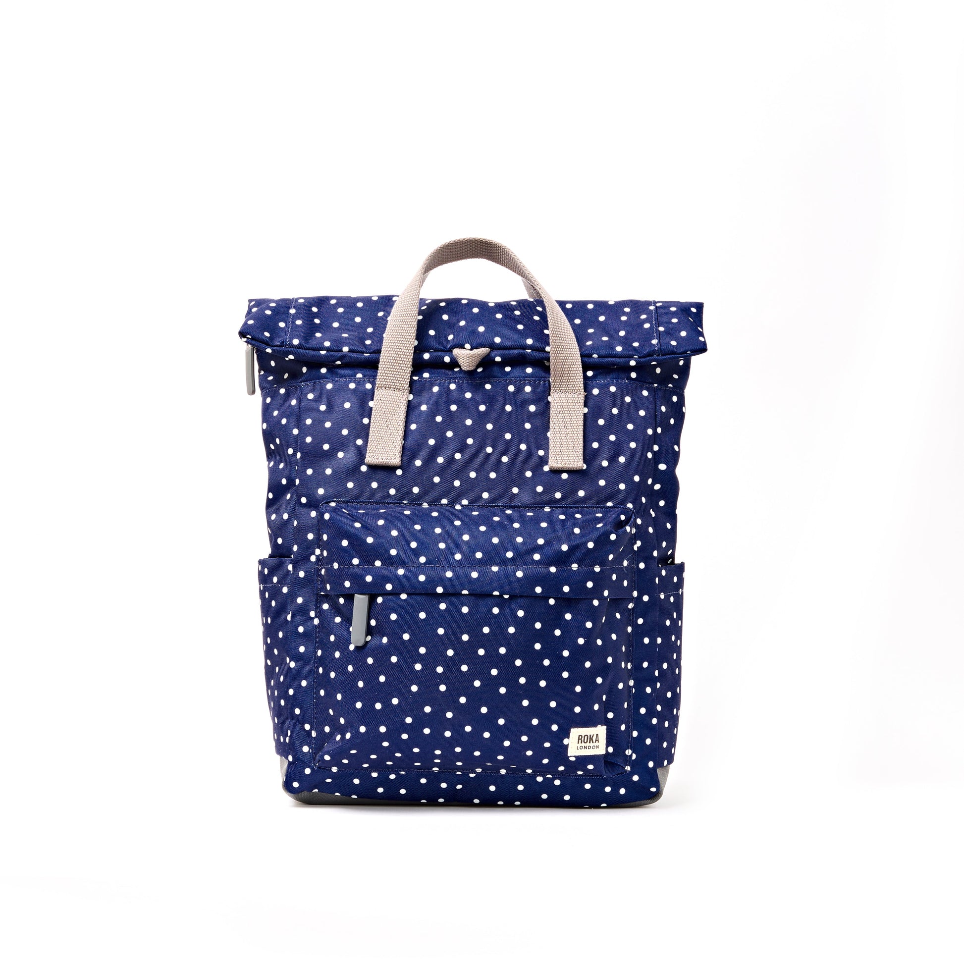 Canfield Roll Top Backpack in Navy Polka Dot-1