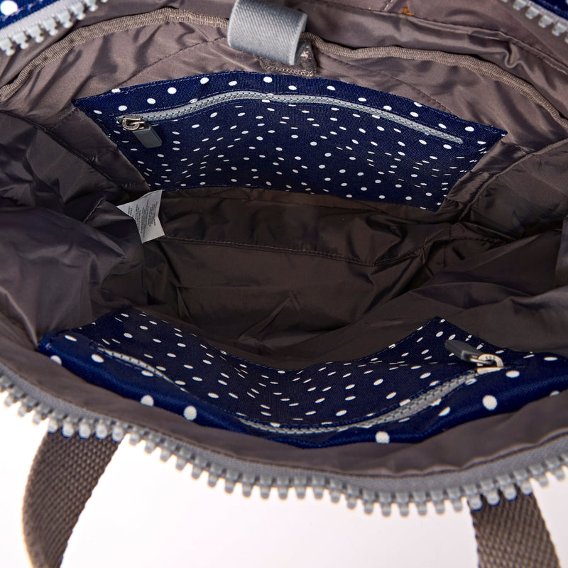 Canfield Roll Top Backpack in Navy Polka Dot-5