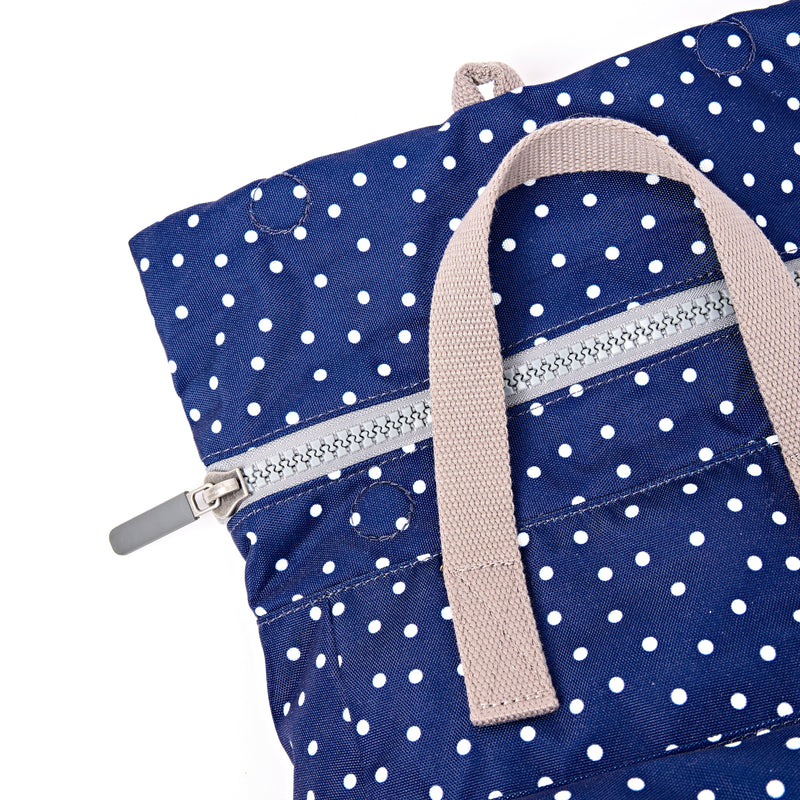 Canfield Roll Top Backpack in Navy Polka Dot-4