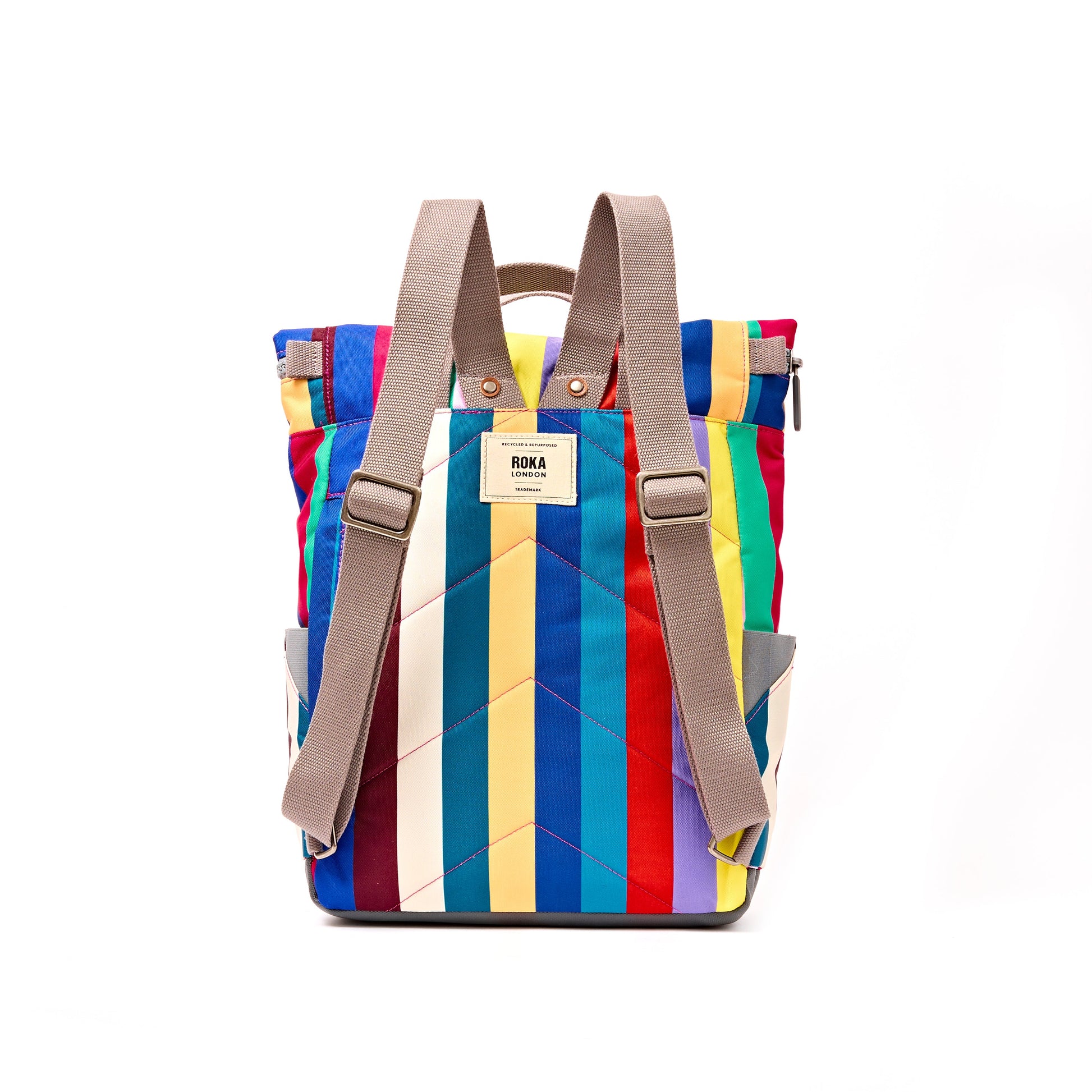 Canfield Roll Top Backpack in Wide Multi Stripe-4
