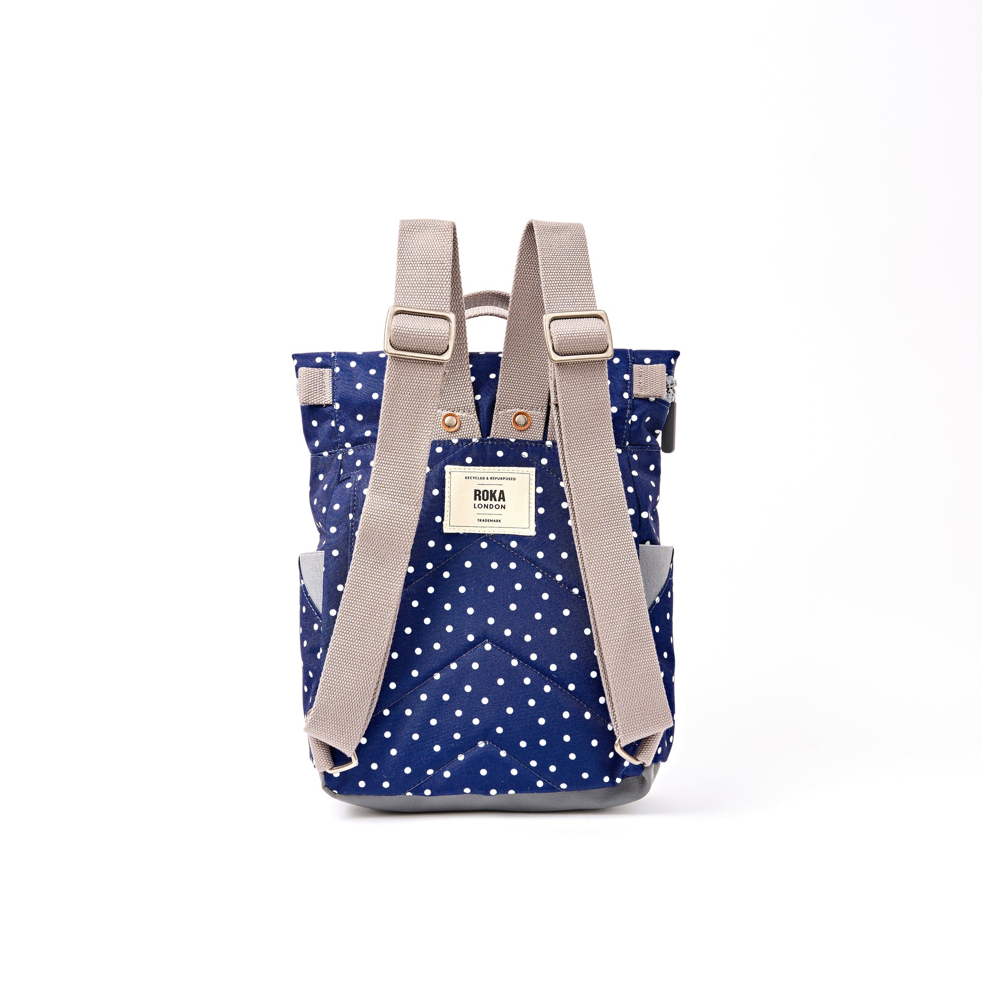 Canfield Roll Top Backpack in Navy Polka Dot-9