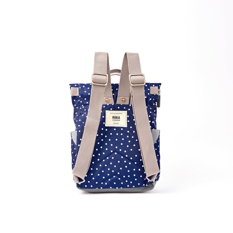 Canfield Roll Top Backpack in Navy Polka Dot-9