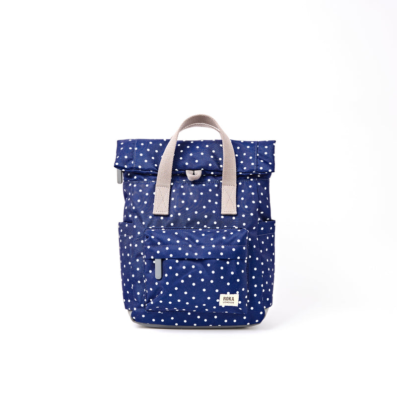 Canfield Roll Top Backpack in Navy Polka Dot-7