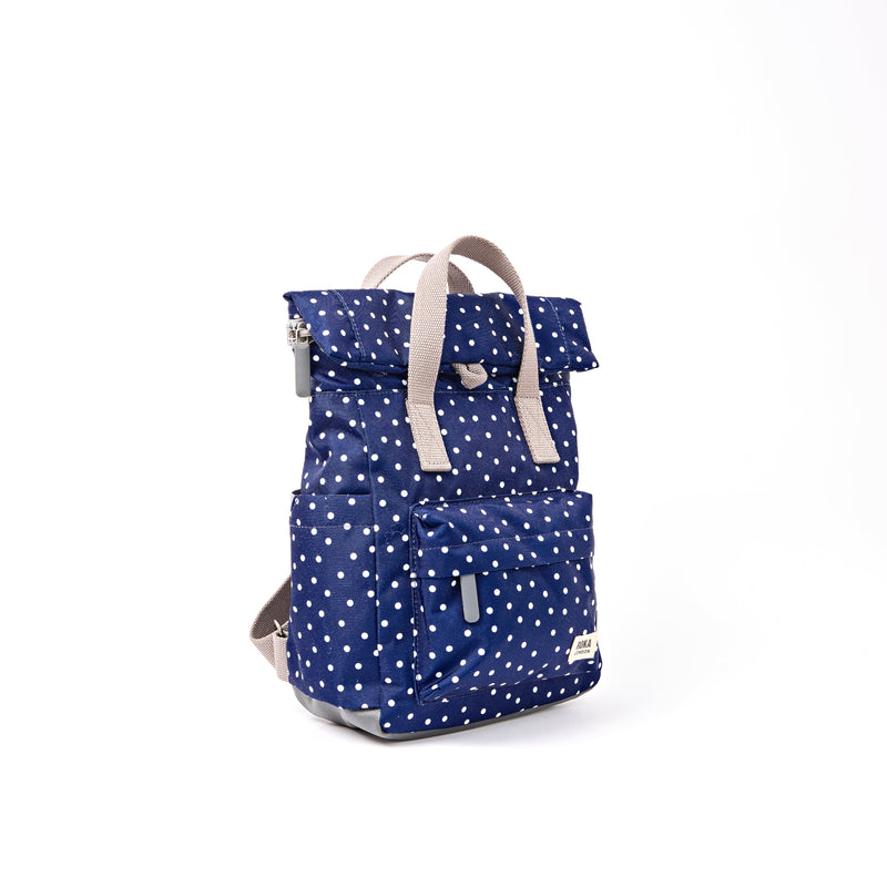 Canfield Roll Top Backpack in Navy Polka Dot-8