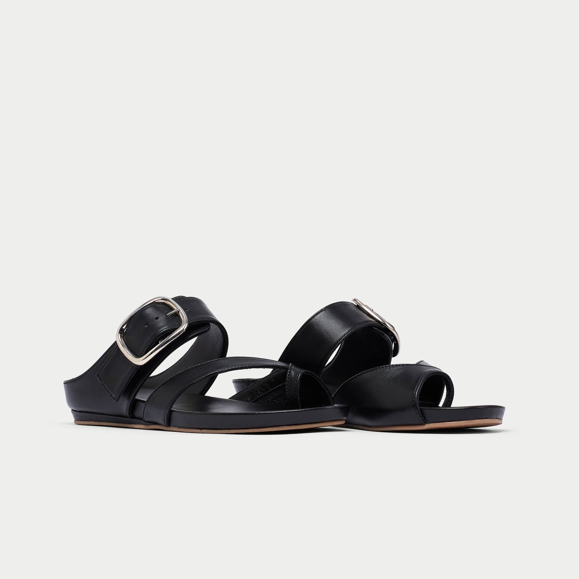 Ruby - All Black Leather Sandals-2