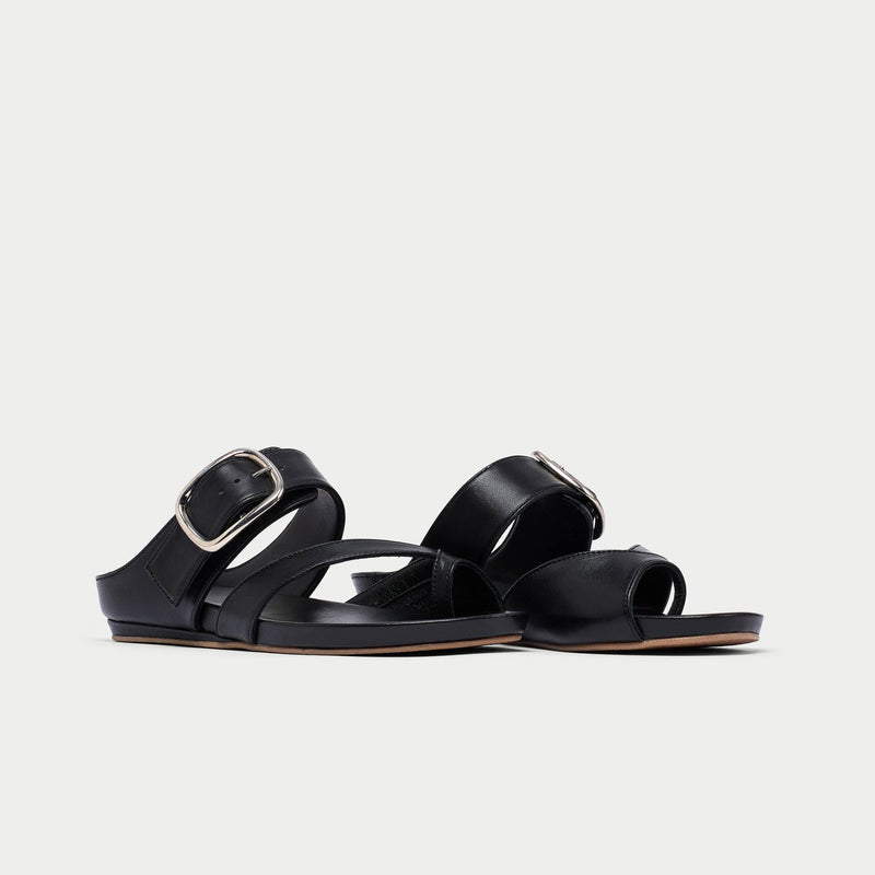 Ruby - All Black Leather Sandals-2