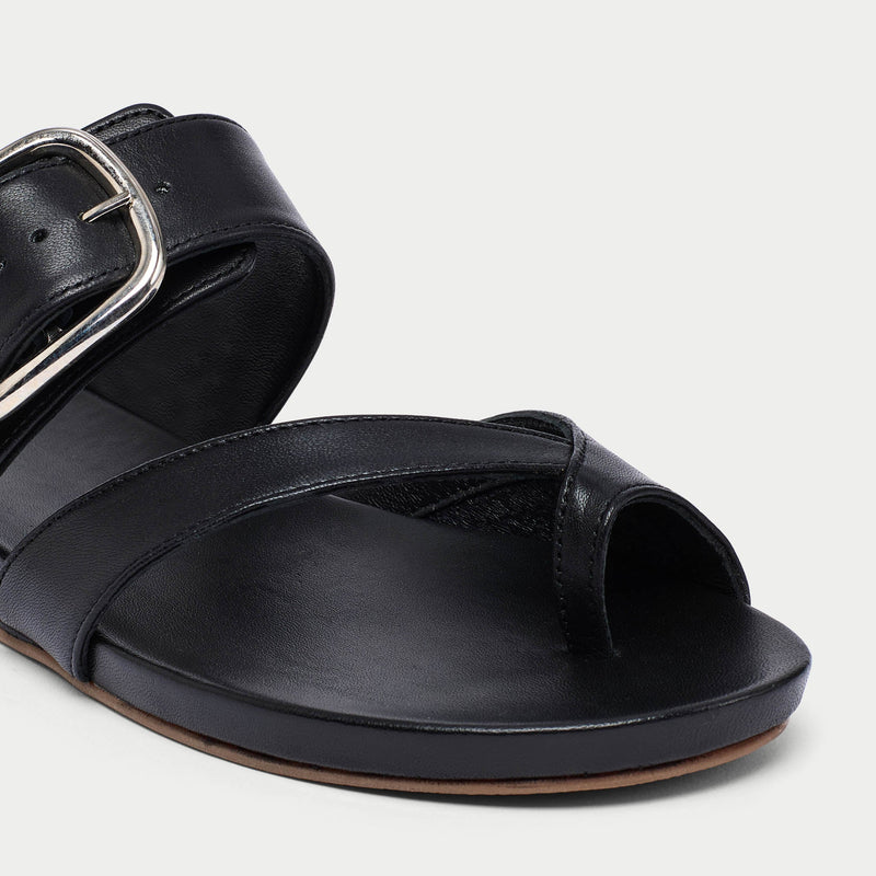 Ruby - All Black Leather Sandals-6