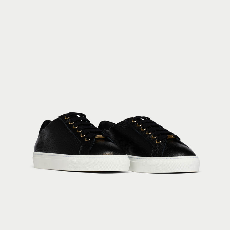 Star - Black Leather Wide Fit Trainers-2
