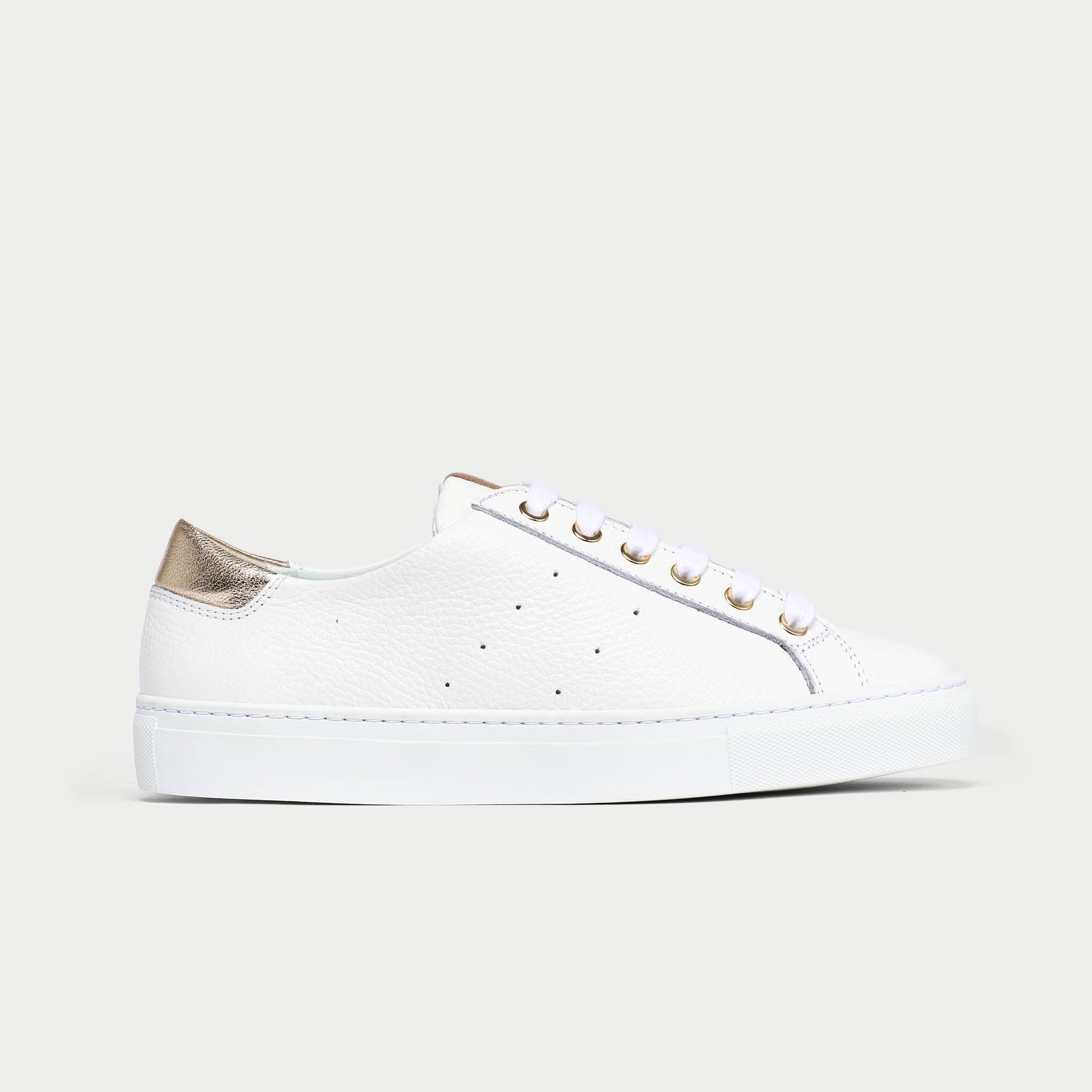 Star - Grain White Leather & Champagne Wide Fit Trainers-1