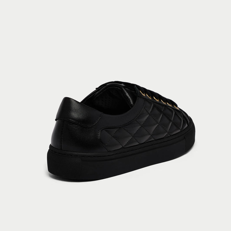 Star - Black Quilted Leather Wide Fit Trainers-7