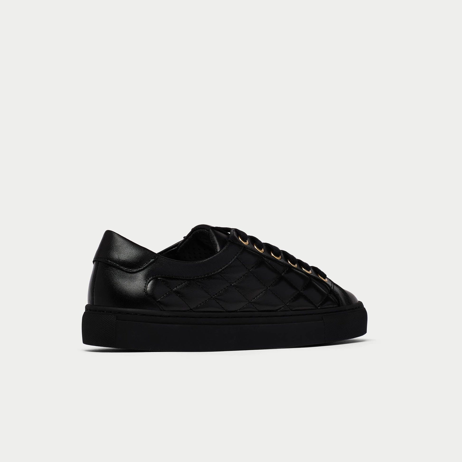 Star - Black Quilted Leather Wide Fit Trainers-4